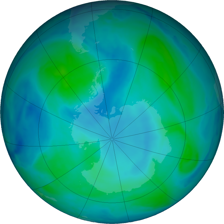 Antarctic ozone map for 09 February 2023